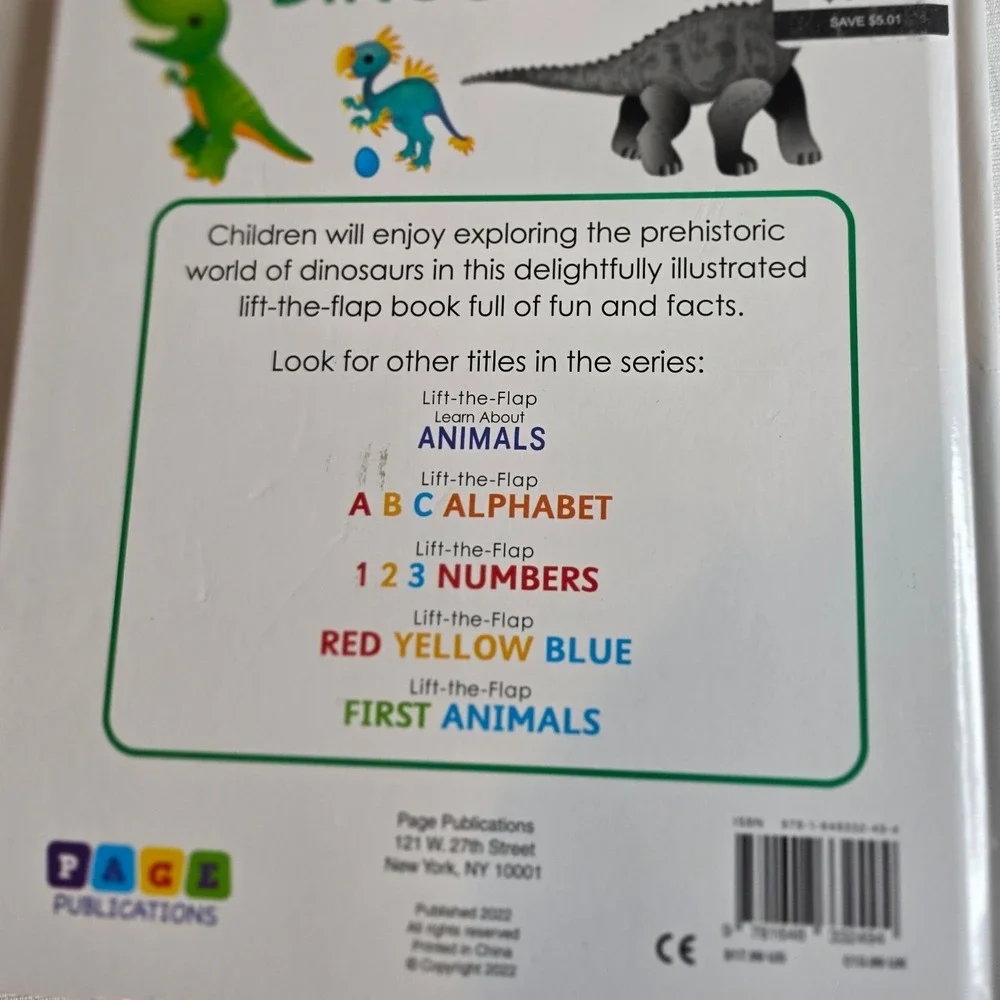 Page Publications Lift-the-Flap Learn About Dinosaurs Board Book 2022 Fun Facts